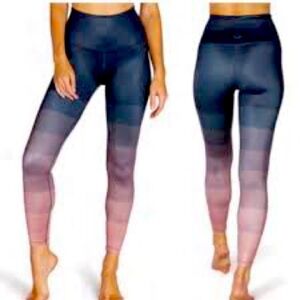 Beyond Yoga Lux High Waist Midi Leggings Yoga Pants Blue Pink Ombré Size: Small